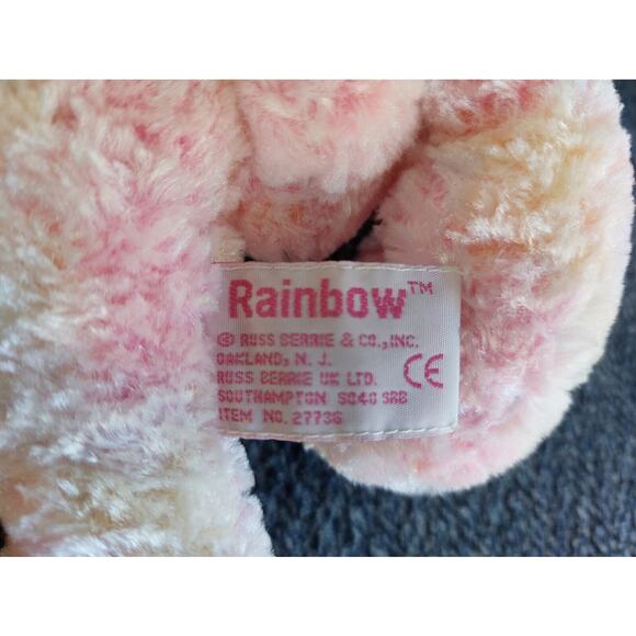 Russ Berrie Pink Rainbow Bunny Plush Sherbert Ombre Stuffed Animal Toy 10" - Picture 6 of 7